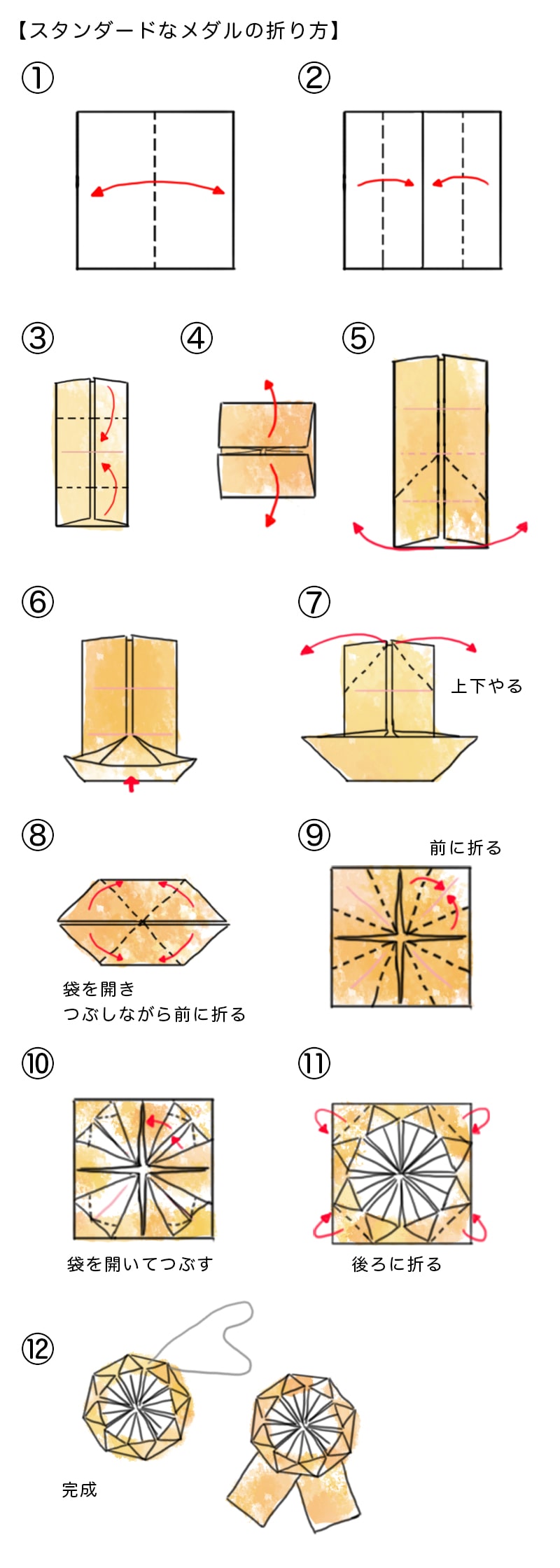 スタンダードなメダルの折り方