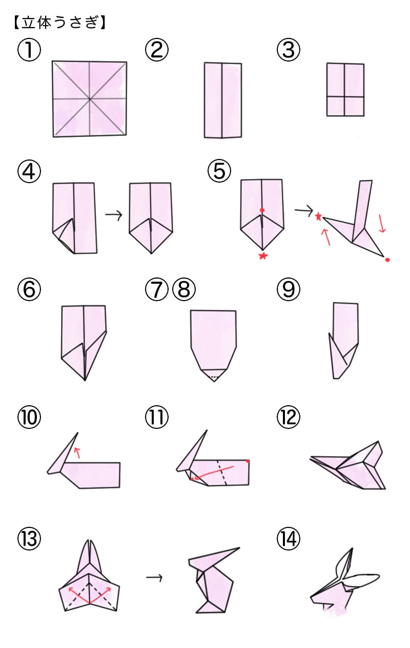 立体うさぎの折り方