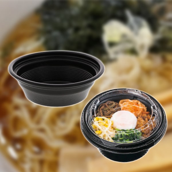 リスパック 麺容器 麺丼 (490)黒 50枚/袋