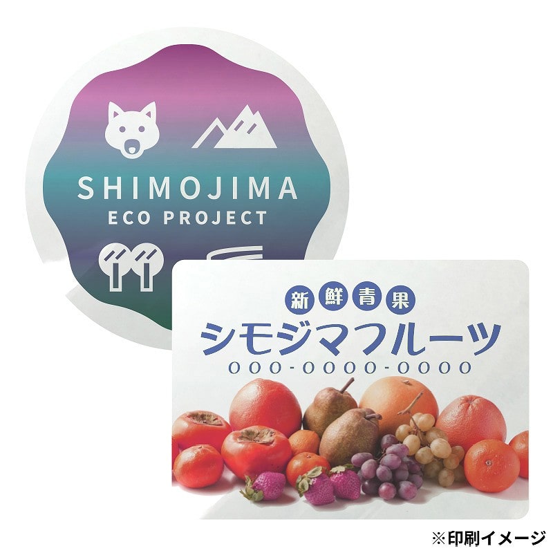 【オリジナル印刷】 特注シール(透明PET) 縦横の寸法合計100mm以内 300枚 フルカラー 1式