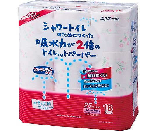 エリエール(大王製紙) シャワートイレ フラワー ダブル25m 18R 1パック(18個入) 823293 1パック(ご注文単位1パック)【直送品】