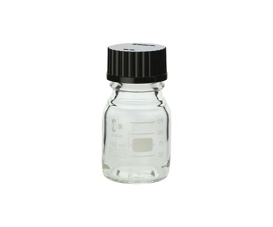 DWK Life Sciences ねじ口瓶丸型(デュラン(R)) 黒キャップ付 150mL 1本(ご注文単位1本)【直送品】