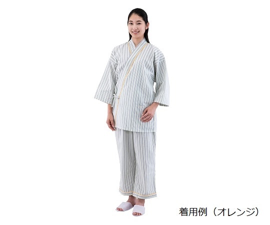 アズワン ストライプ病衣 (セパレーツ) オレンジ/M 1枚(ご注文単位1枚)【直送品】