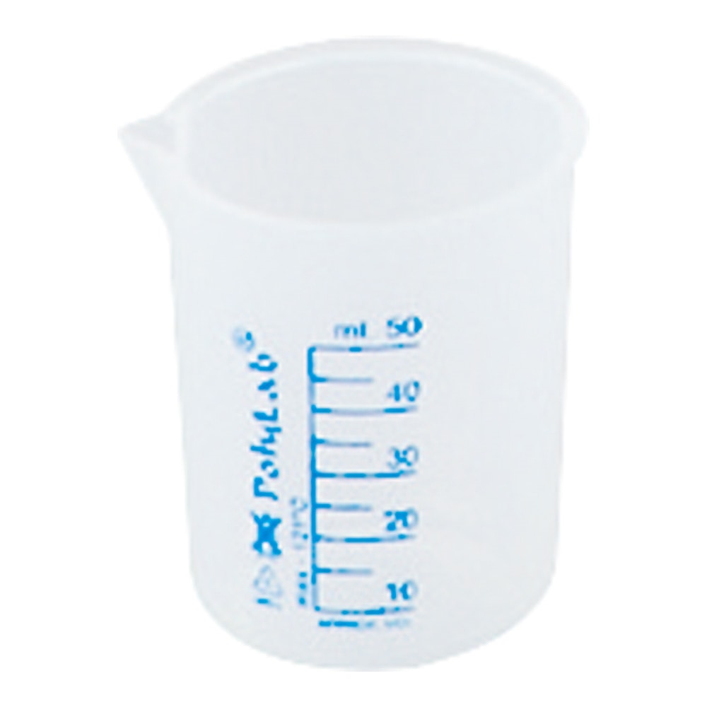 Polylab プラスチックビーカー(青目盛付き・PP製)50mL 11151 1個(ご注文単位1個)【直送品】