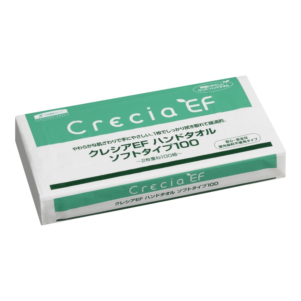 クレシア クレシアEFハンドタオルソフト 2枚重ね 218×230mm 100組×60袋入 37018 1箱(ご注文単位1箱)【直送品】