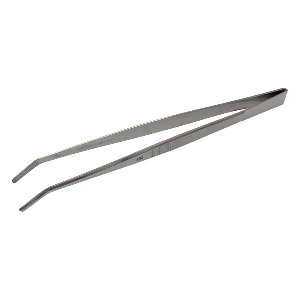 アズワン ステンレス製ピンセット 先曲 180mm 1本(ご注文単位1本)【直送品】