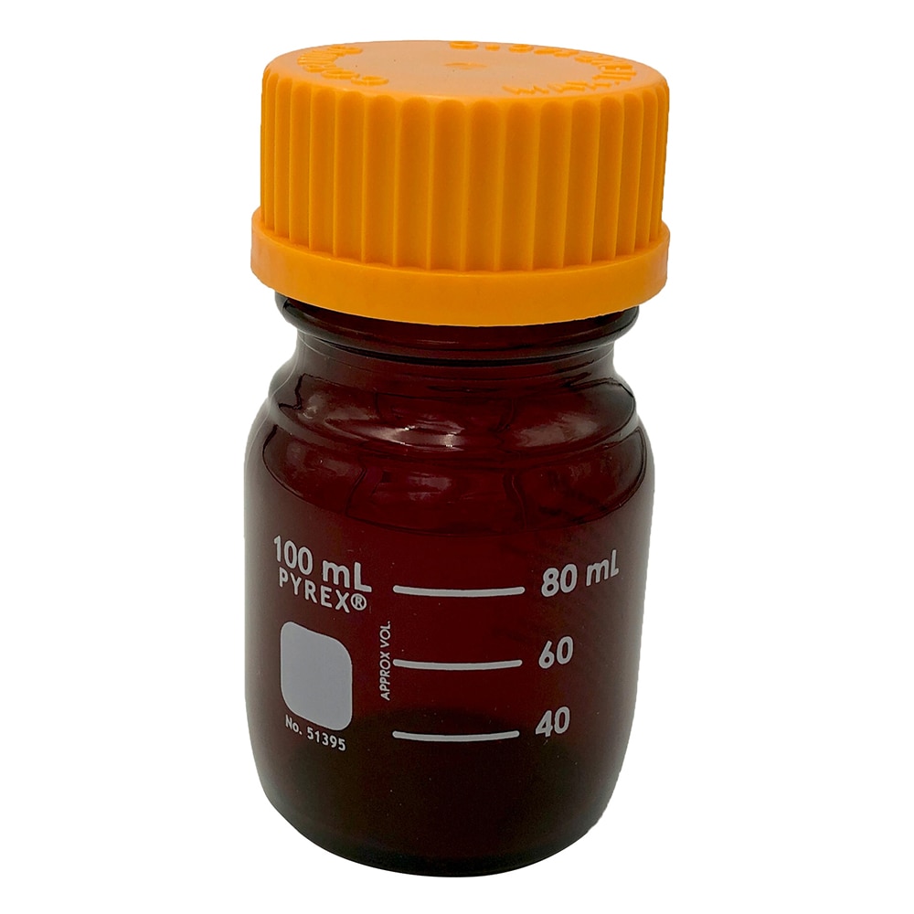 コーニング・PYREX メディウム瓶(PYREX(R)オレンジキャップ付き) 遮光 100mL 51395-100 1本(ご注文単位1本)【直送品】
