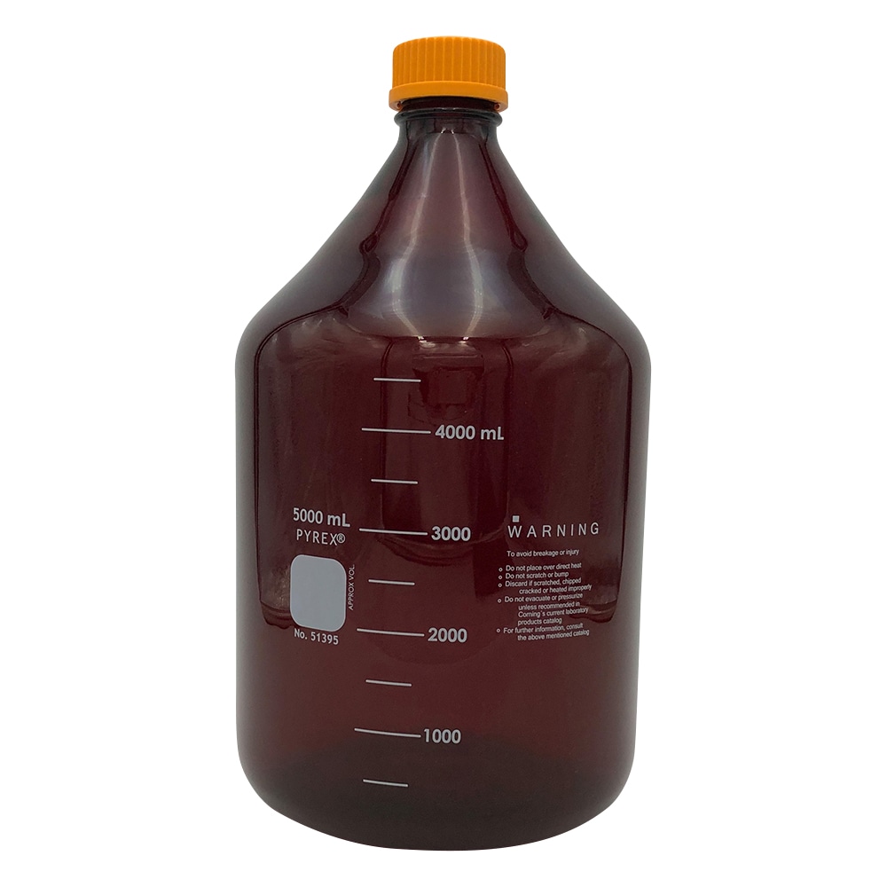 コーニング・PYREX メディウム瓶(PYREX(R)オレンジキャップ付き) 遮光 5000mL 51395-5L 1本(ご注文単位1本)【直送品】