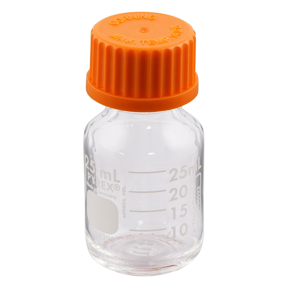 コーニング・PYREX メディウム瓶(PYREX(R)オレンジキャップ付き) 透明 25mL 1395-25 1本(ご注文単位1本)【直送品】