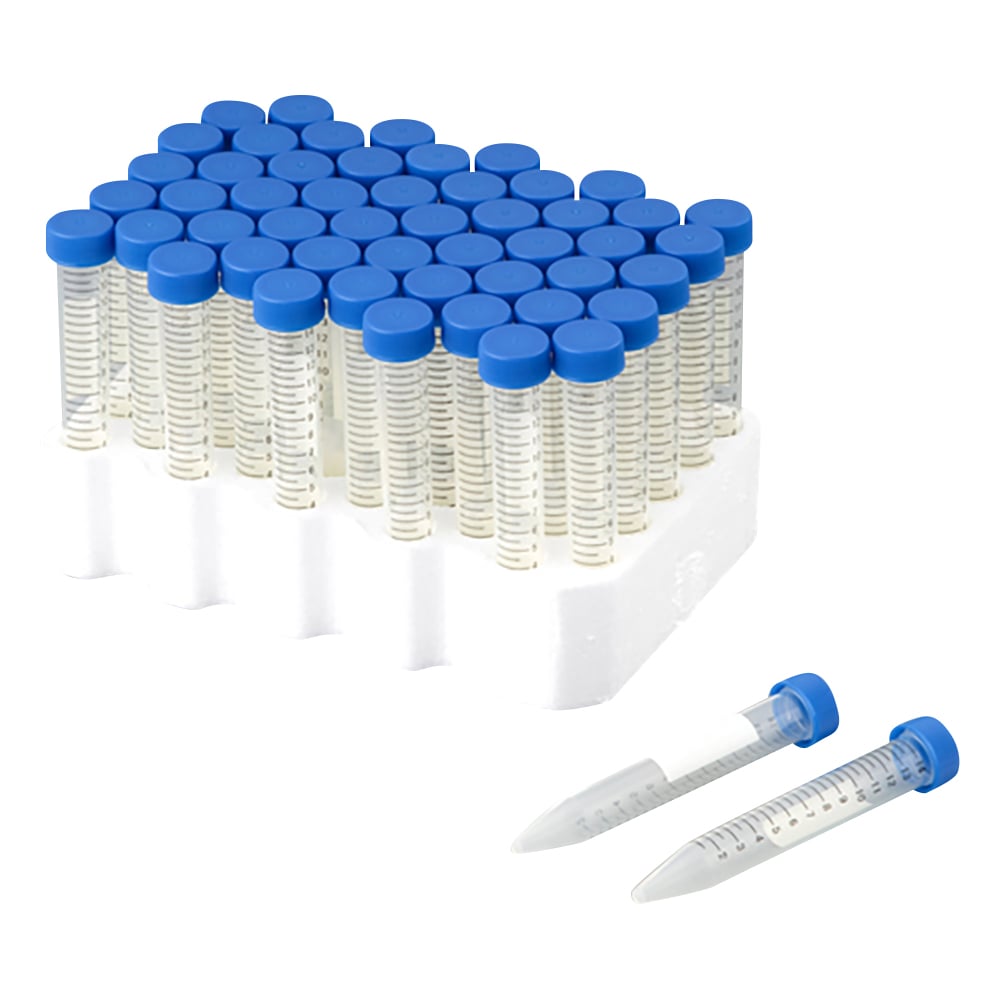アズワン 遠沈管(ラック入) コニカル型 15mL 1箱(50本×10ラック入) ECK-15ML-R 1箱(ご注文単位1箱)【直送品】