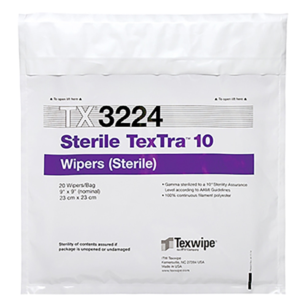 テックスワイプ(Texwipe) 滅菌テクストラ10 Sterile TexTra 10 230×230mm 1箱(100枚×5袋入) TX3224 1箱(ご注文単位1箱)【直送品】