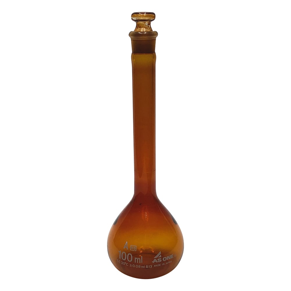 アズワン 高精度メスフラスコ 茶 100mL 1個(ご注文単位1個)【直送品】