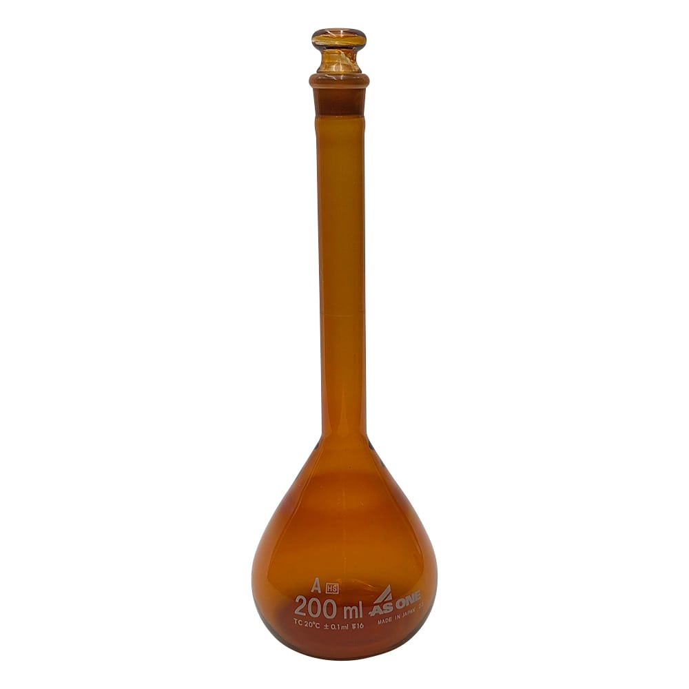 アズワン 高精度メスフラスコ 茶 200mL 1個(ご注文単位1個)【直送品】