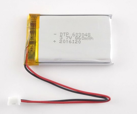 アズワン リチウムイオンポリマー電池 3.7V 860mAh DTP603048(PHR) 1個(ご注文単位1個)【直送品】