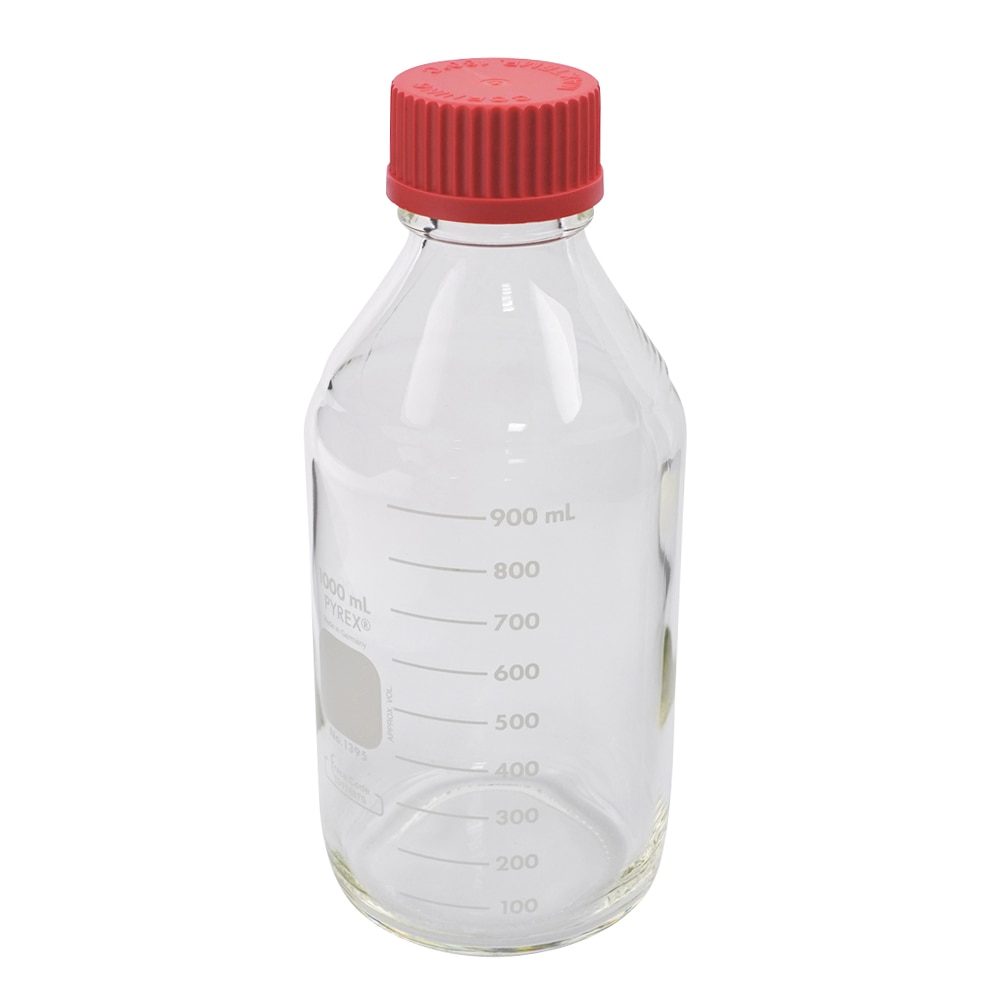 コーニング・PYREX メディウム瓶 PYREX(R)・赤耐熱キャップ付き 1000ml 1395-1LHTC 1本(ご注文単位1本)【直送品】