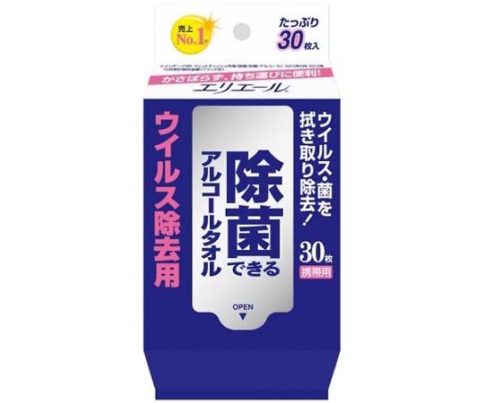 エリエール(大王製紙) エリエール 除菌できるアルコールタオル ウィルス除去用 携帯用 30枚 1袋(ご注文単位1袋)【直送品】