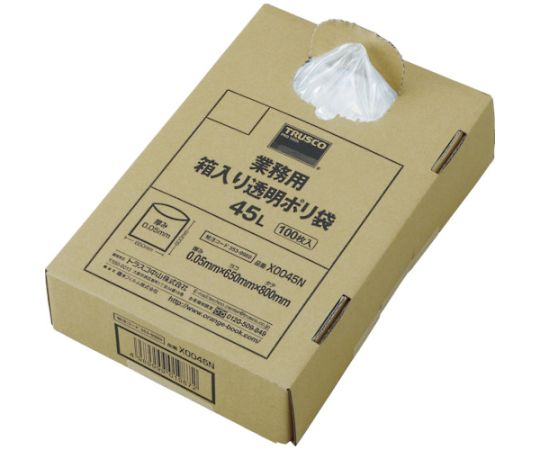 トラスコ中山 まとめ買い 業務用ポリ袋 透明・箱入り 0.05X45L (100枚入) X0045N 1箱(ご注文単位1箱)【直送品】