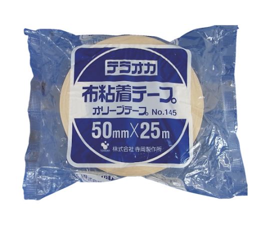 寺岡製作所 カラーオリーブテープ NO.145 黄 50mmX25M 145 Y-50X25 1巻(ご注文単位1巻)【直送品】