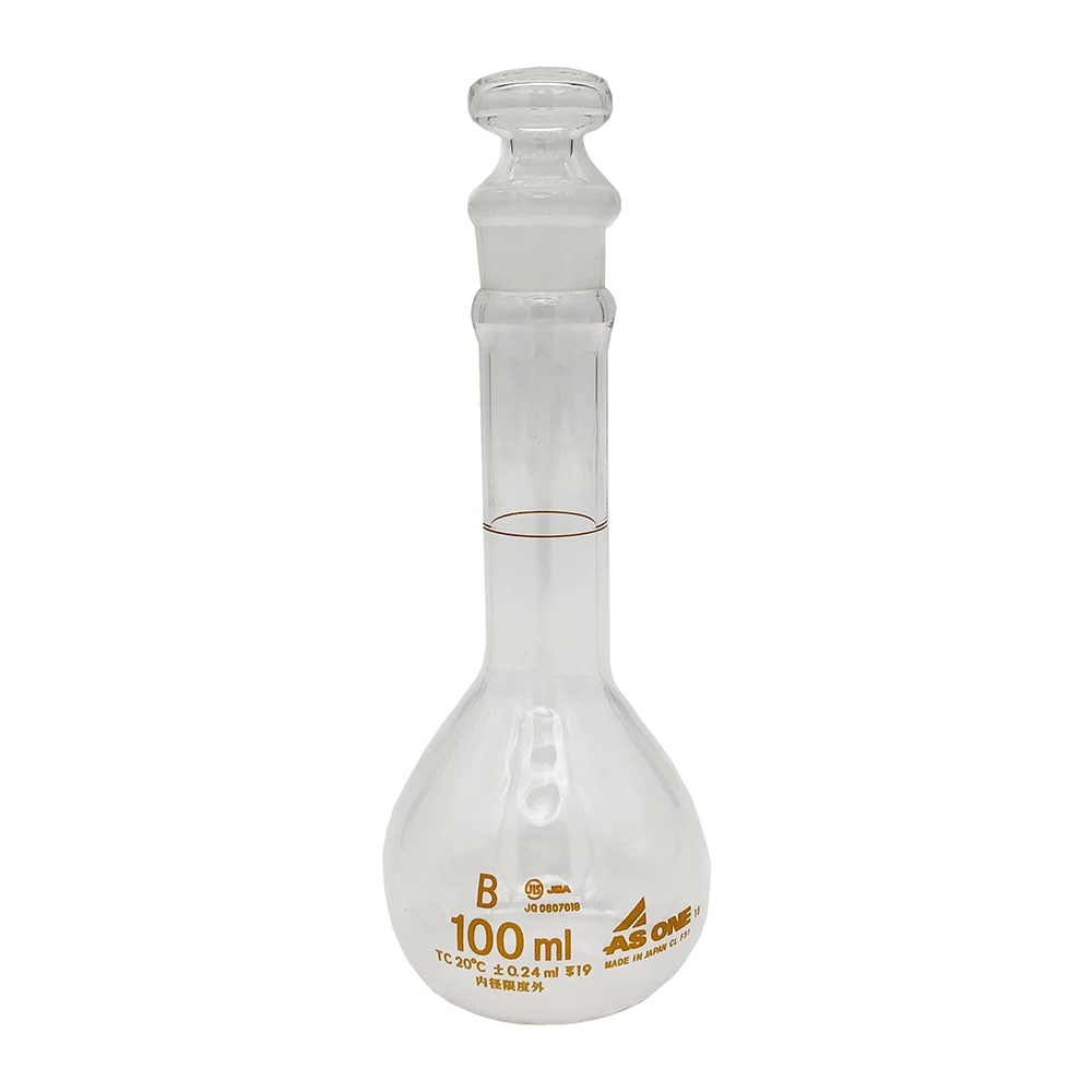 アズワン 短型メスフラスコ 白 100mL 1個(ご注文単位1個)【直送品】