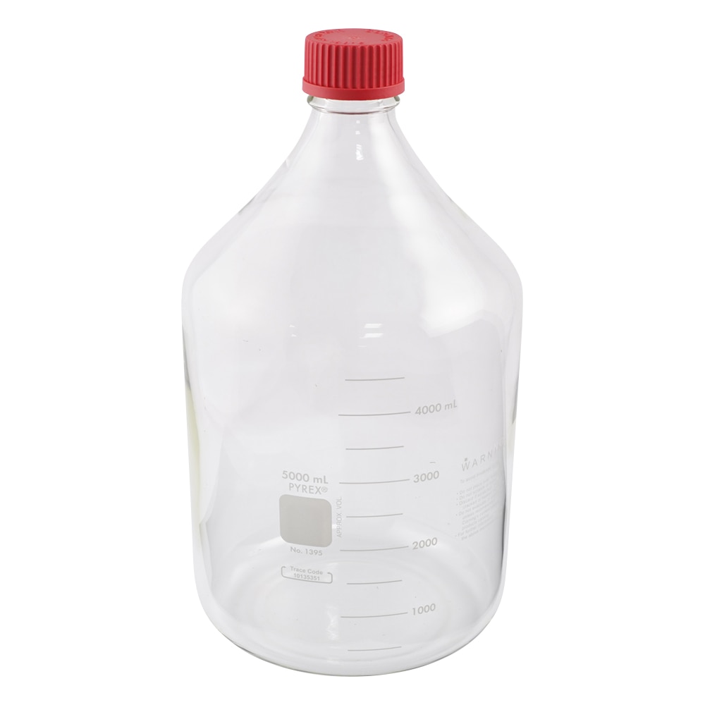 コーニング・PYREX メディウム瓶 PYREX(R)・赤耐熱キャップ付き 5000ml 1395-5LHTC 1本(ご注文単位1本)【直送品】