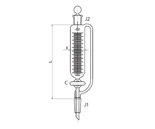 旭製作所 平衡形滴下ロート PTFEコック 200mL 3746-200-3L 1個(ご注文単位1個)【直送品】