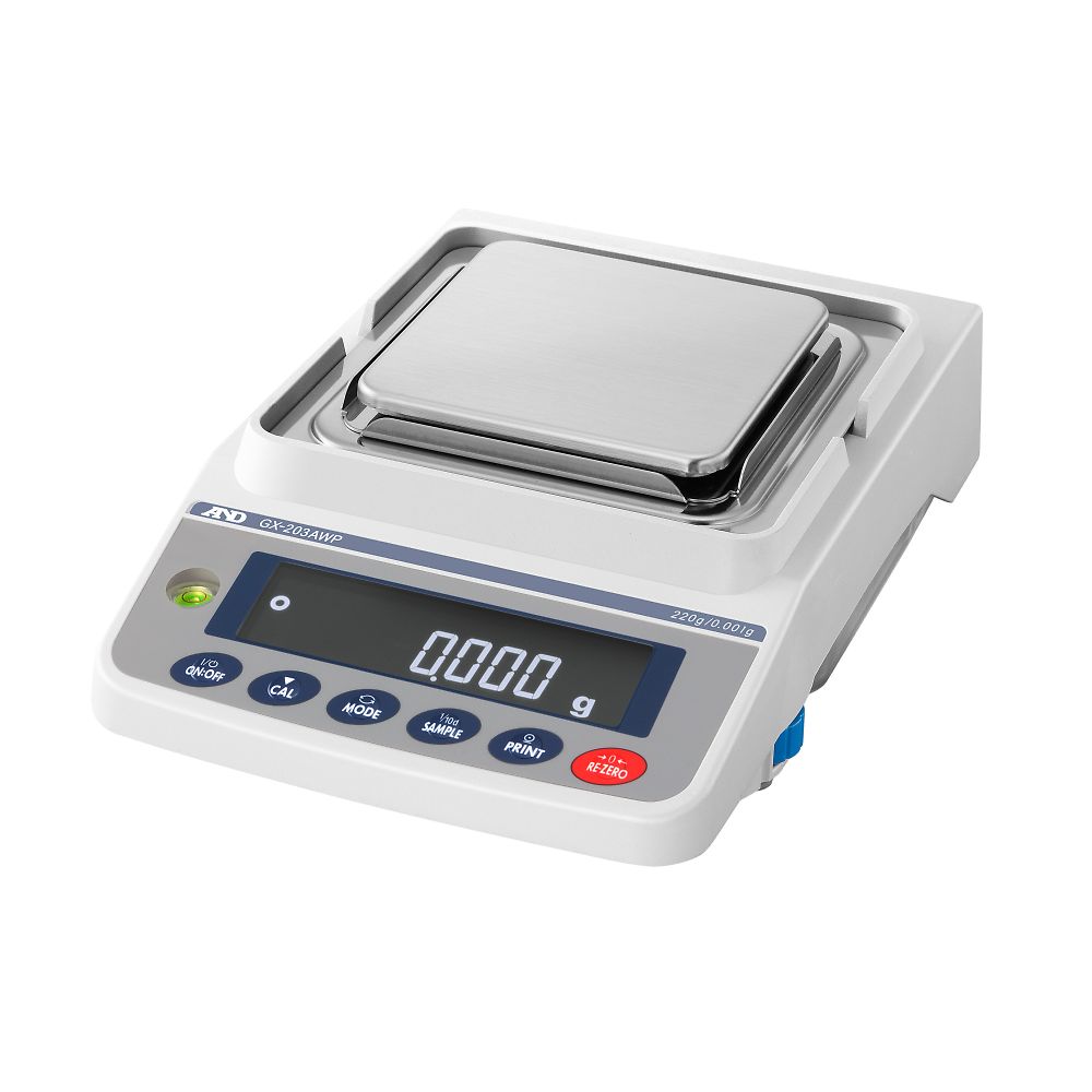 エー・アンド・デイ 校正用分銅内蔵型防塵・防水(IP65) 汎用天びん GX-AWPシリーズ ひょう量:220g 最小表示:0.001g GX-203AWP 1台(ご注文単位1台)【直送品】