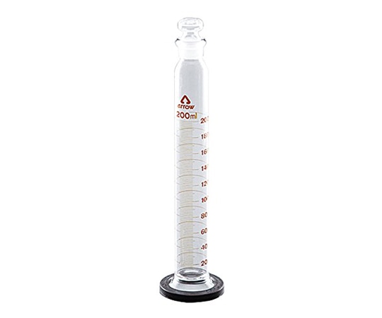 アズワン 有栓メスシリンダー（硬質ガラス製）　200mL　 1個（ご注文単位1個）【直送品】