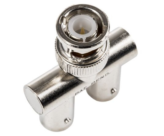 RS Pro 同軸変換アダプタ T型分岐 BNC プラグ-BNC-ジャック-ジャック ニッケル 303-4961 1個(ご注文単位1個)【直送品】