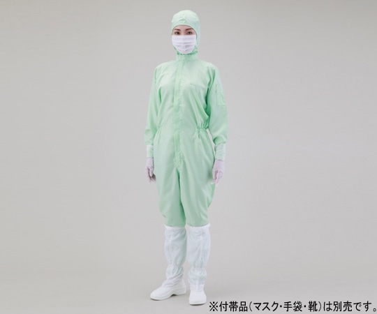 アズワン 無塵衣・AS197C　　フード付　グリーン　4L　AS197C 4L 1着（ご注文単位1着）【直送品】