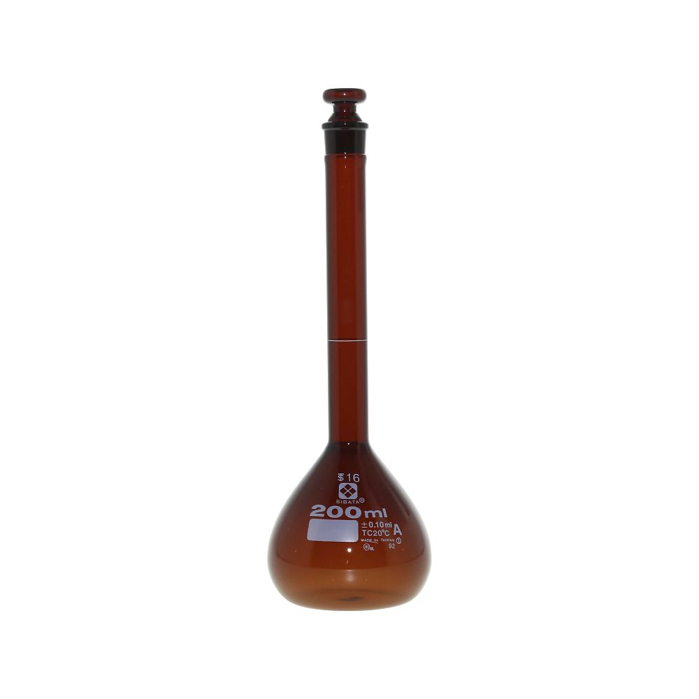 柴田科学 メスフラスコ (全量フラスコ・スーパーグレード) 茶 200mL 1個(ご注文単位1個)【直送品】