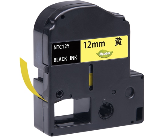 NinestAO 黄地ラベル 12mm 黒文字 8m NTC12Y(x1) 1個(ご注文単位1個)【直送品】