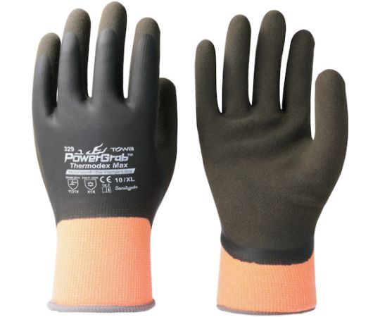 東和コーポレーション 防寒天然ゴムコート手袋 PowerGrab ThermodexMax XL 329-XL 1双(ご注文単位1双)【直送品】
