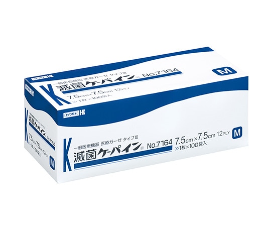 カワモト(川本産業) 滅菌ケーパイン 100枚入 75×75mm No.7164 1袋(ご注文単位1袋)【直送品】