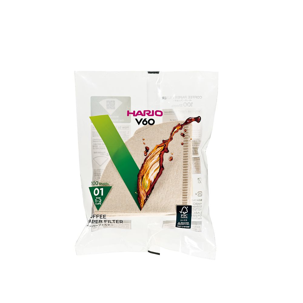 HARIO V60用ペーパーフィルター01M 100枚入り 10袋セットVCF-01-100M 1箱 (ご注文単位1箱) 【直送品】