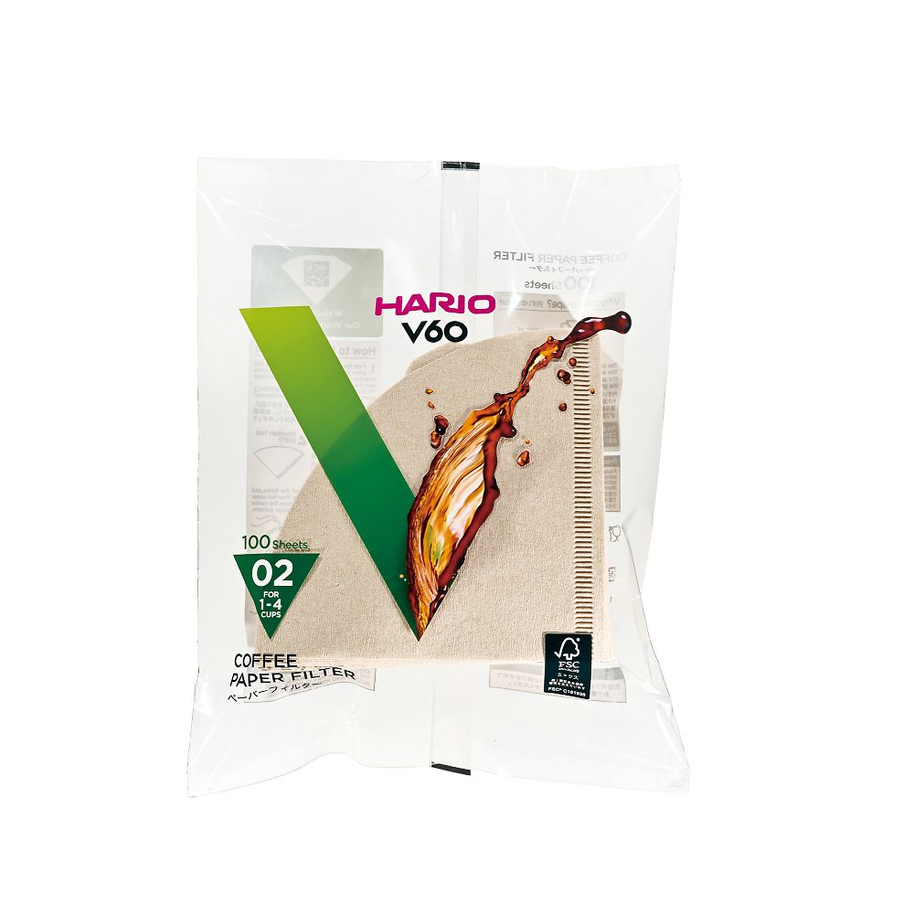 HARIO V60用ペーパーフィルター02M 100枚入り 10袋セットVCF-02-100M 1箱 (ご注文単位1箱) 【直送品】