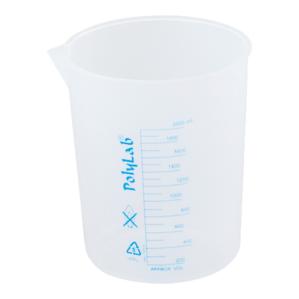 Polylab プラスチックビーカー (青目盛付き・PP製) 2000mL11156 1個 (ご注文単位1個) 【直送品】