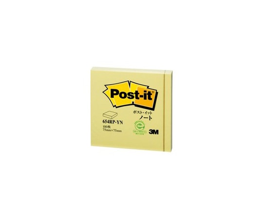 スリーエム Post-it 再生紙ノート イエロー 1パック (100枚×1パッド入) 654RP-YN 1パック (ご注文単位1パック) 【直送品】