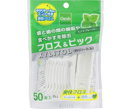 UFCサプライ Clesh キシリトール フロス＆ピック ミント 50本 1個 (ご注文単位1個) 【直送品】