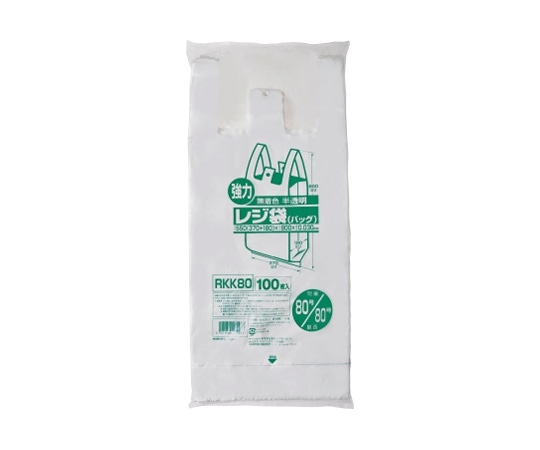 ジャパックス レジ袋(無着色) 関東80号/関西80号 HDPE 半透明 0.03mm 1ケース(100枚×5冊入) RKK80 1ケース（ご注文単位1ケース）【直送品】