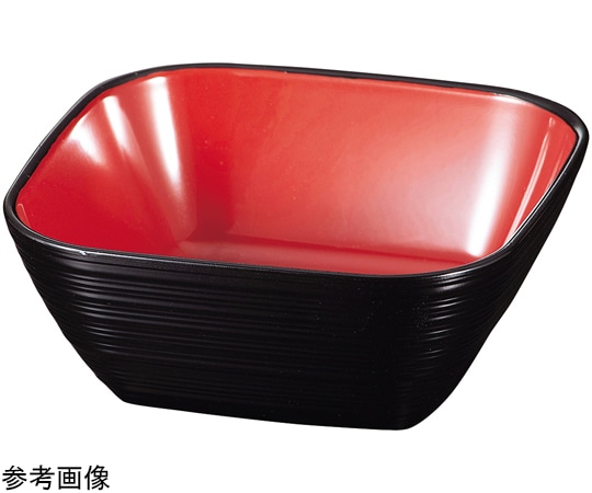 福井クラフト 100角荒筋角丸鉢 黒内朱 21007335 1個（ご注文単位1個）【直送品】