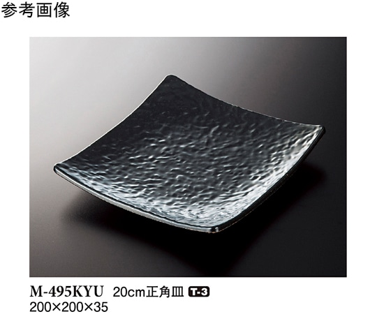スリーライン 20cm 正角皿 黒釉 5個入 M-495KYU 1袋(ご注文単位1袋)【直送品】