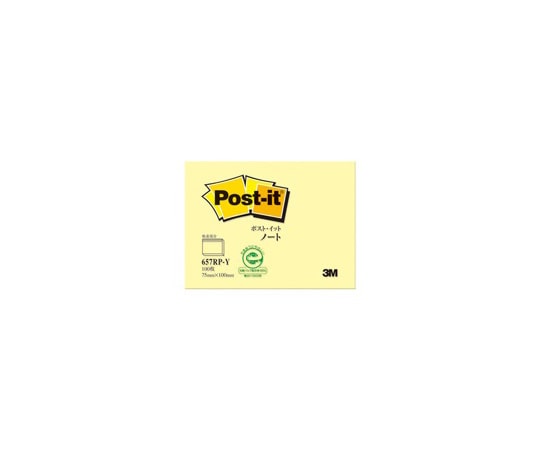 スリーエム Post-it 再生紙ふせん ノート型 イエロー 1パック(100枚×1パッド入) 657RP-Y 1パック(ご注文単位1パック)【直送品】
