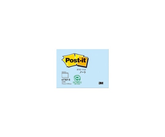 スリーエム Post-it 再生紙ふせん ノート型 ブルー 1パック(100枚×1パッド入) 657RP-B 1パック(ご注文単位1パック)【直送品】