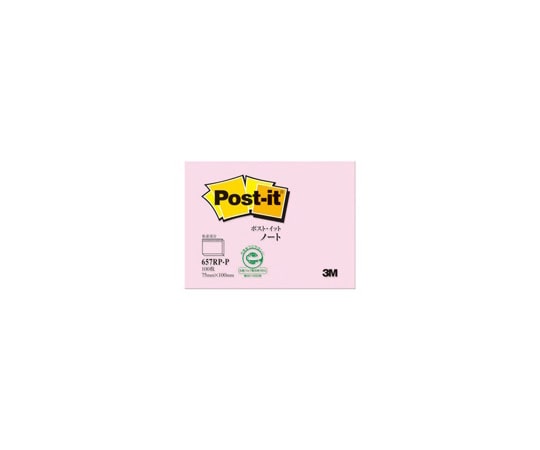 スリーエム Post-it 再生紙ふせん ノート型 ピンク 1パック(100枚×1パッド入) 657RP-P 1パック(ご注文単位1パック)【直送品】