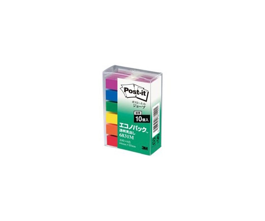 スリーエム Post-it 透明見出し 混色 10冊 6831M 1パック(ご注文単位1パック)【直送品】