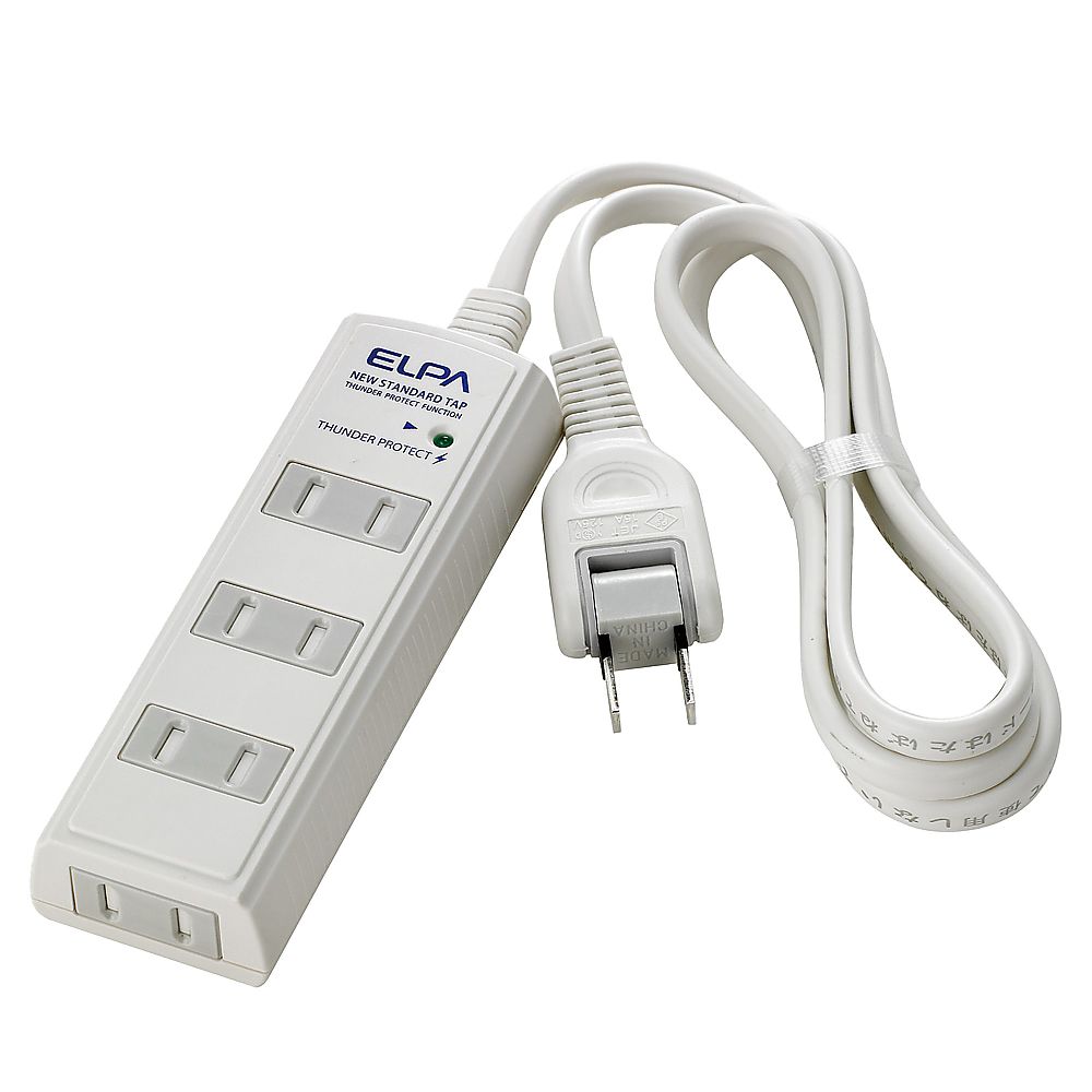 ELPA 耐雷 コード付タップ4P3m 白 WBT-4030SBN(W) 1個(ご注文単位1個)【直送品】