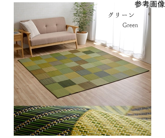 アズワン ラグ い草 自然素材 モダン 『DXカラフルブロック』 グリーン 約191×191cm 1050140123604 1個（ご注文単位1個）【直送品】