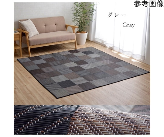 アズワン ラグ い草 自然素材 モダン 『DXカラフルブロック』 グレー 約191×191cm 1050140133604 1個（ご注文単位1個）【直送品】