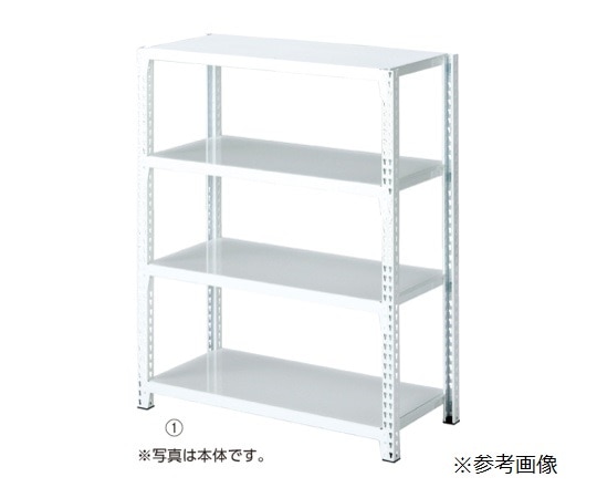 ストア・エキスプレス ストレージシェルフ スチール棚4段展開 W90cmタイプ ボルトレスタイプ ホワイト 連結 H180cm 61-67-2-3 1セット（ご注文単位1セット）【直送品】