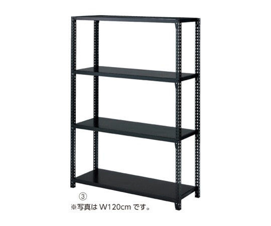 ストア・エキスプレス ストレージシェルフ スチール棚4段展開 W90cmタイプ ボルトレスタイプ ブラック 本体 H120cm 61-67-3-1 1セット（ご注文単位1セット）【直送品】